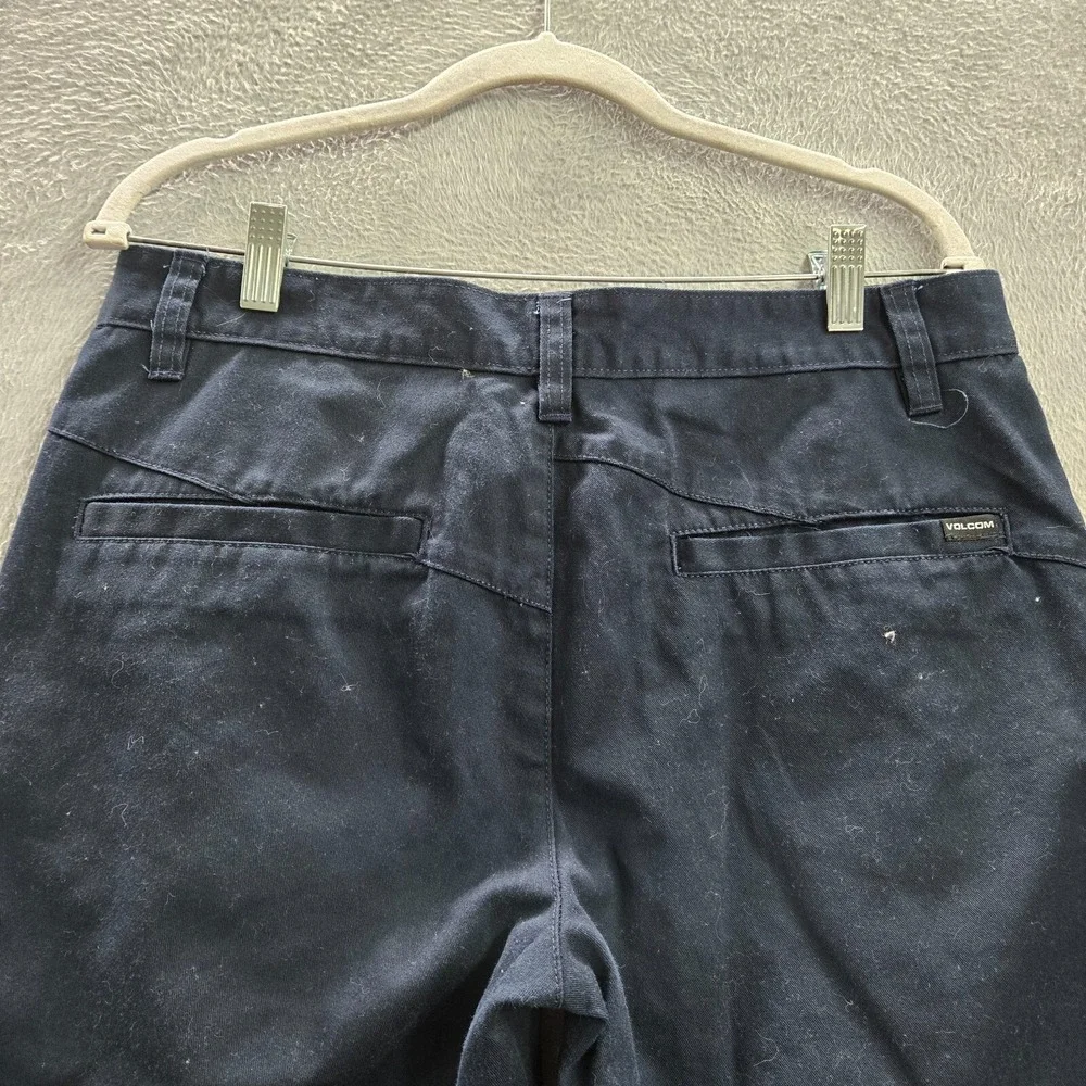Volcom Men Pants 32 Blue Chino Straight Pockets Mid Rise Polyester‎ 30 in Inseam